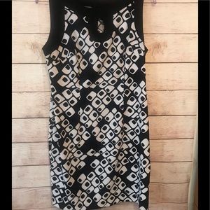 Connected Apparel Washable Bl/Wh Sheath Dress 14